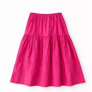 H&M Pink Tiered Midi Skirt XXL Elastic Waist Cotton A-Line